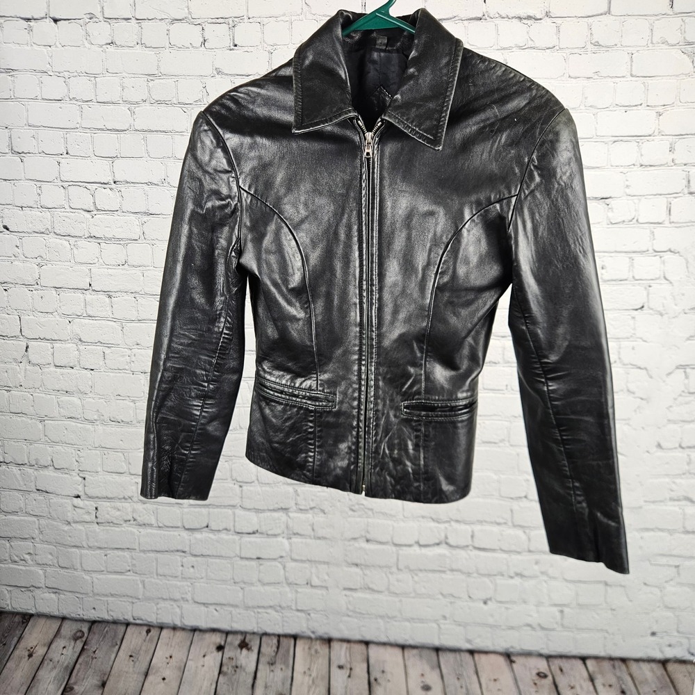 Michael Hoban North Beach Leather Jacket Black Full Zip Vintage Size 3/4